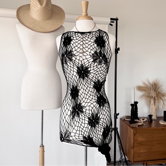 Dresses & Skirts - BLACK MESH COVER UP DRESS